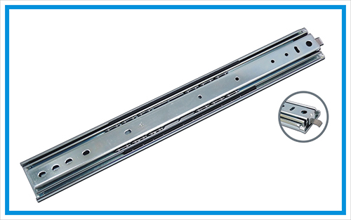 Heavy duty drawer slide with lock in device